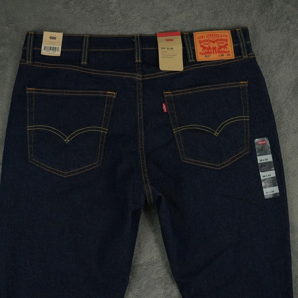 NWT Levi's 511 Slim Jeans Mens 38x30 Dark Wash Blue Stretch Cotton Denim Pants
